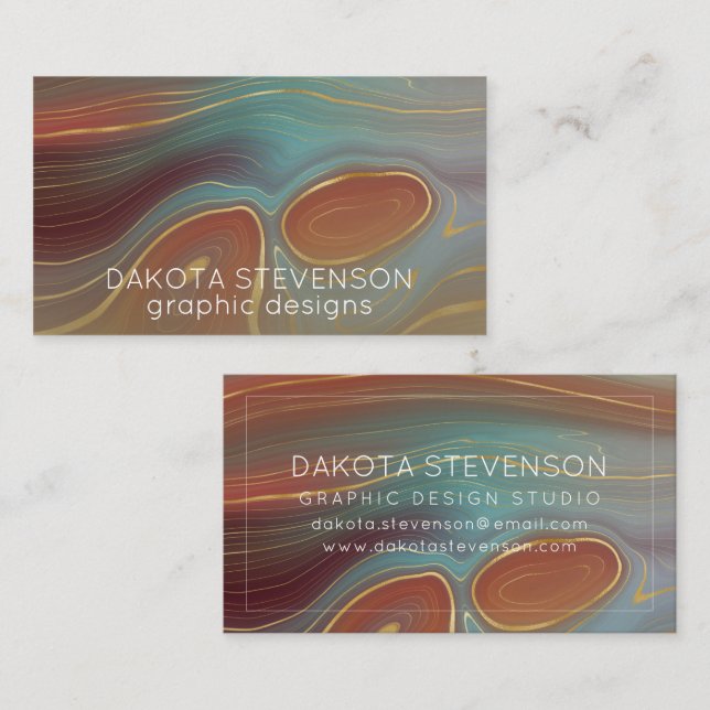 Carte De Visite Strata automne | Terra Cotta Turquoise et Gold Aga (Devant / Derrière)