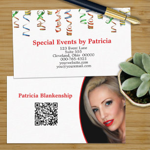 Carte De Visite Streamers colorés QR Code Photo Professionnel