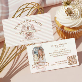 Carte De Visite Stripe Floral Cupcake Bakery Cake Designer Shop