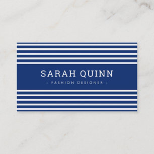 Carte De Visite STRIPE MINIMALE MODERNE bleu marine foncé type bla