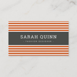 Carte De Visite STRIPE MINIMALE MODERNE orange gris foncé blanc ty
