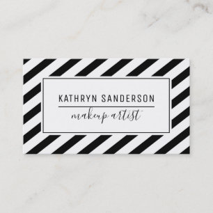 Carte De Visite STRIPE MINIMALE MODERNE simple noir blanc