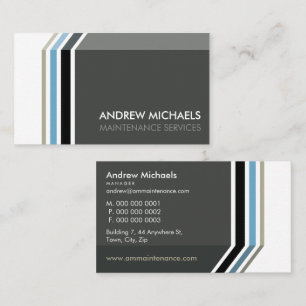 Carte De Visite STRIPE MODERNE SIMPLE tendance gris bleu masculin