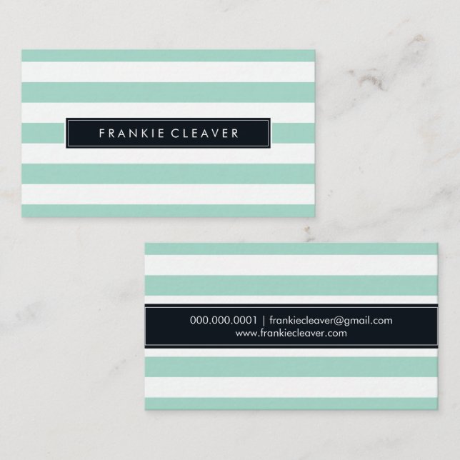 Carte De Visite STRIPE SIMPLE MODERNE MOTIF audacieuse menthe tend (Devant / Derrière)