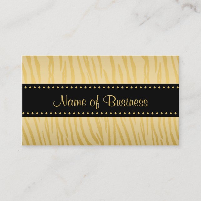 Carte De Visite Stripes de tigres noir et or de luxe (Devant)