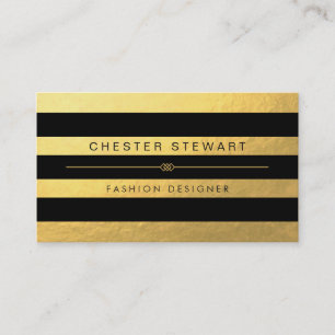 Carte De Visite Stripes noires en or de luxe - Personnalisé Mode