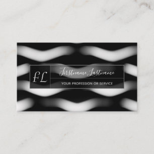 Carte De Visite Structure Abstraite en noir et blanc monogramme