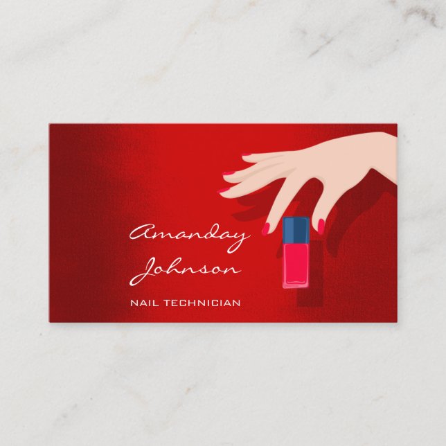 Carte De Visite Studio Artiste Clou Manucure Rouge Pedicure Modern (Devant)