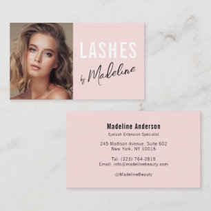 Carte De Visite Studio de Cils Script Noir Rose Blush Photo