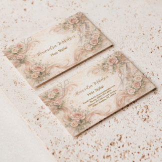 Carte De Visite Studio de coiffure Rose Blush Illustration