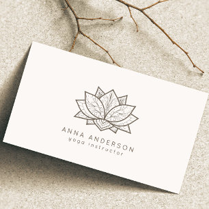 Carte De Visite Studio de méditation de yoga Fleur de lotus marron