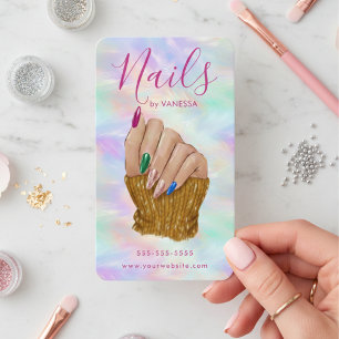 Carte De Visite Studio de Nail Art Opale Manucure Artiste Élégant