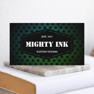 Carte De Visite Studio de tatouage grunge vert moderne Artiste t