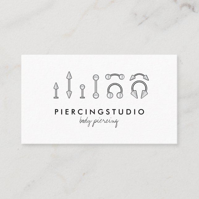 Carte De Visite Studio de tatouage piercing Gris (Devant)