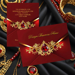 Carte De Visite Stunning Elegant Regal Red Gold Jewels Gems
