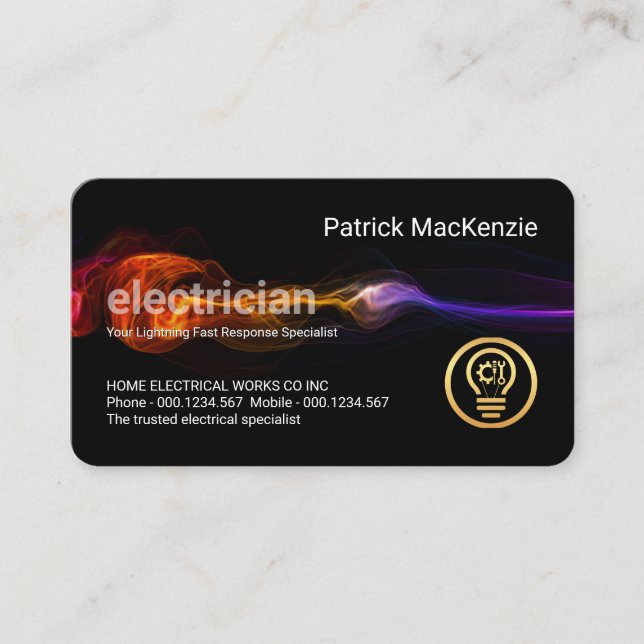 Carte De Visite Stunning Fast Lightning Strike Electrician Service (Devant)
