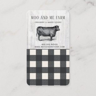 Carte De Visite Style agricole Buffle noir blanc Plaid Bois Bu