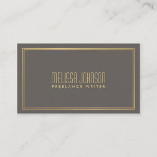 Carte De Visite Style Art Déco Simple Elégance Gris/Faux Or