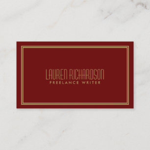 Carte De Visite Style Art Déco Simple Elegance Rouge/Or
