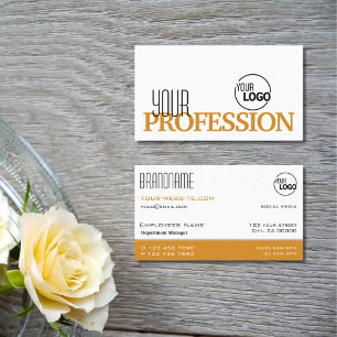 Carte De Visite Style Blanc et Orange Simple Moderne avec logo