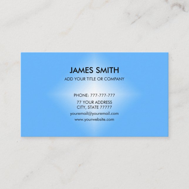 Carte De Visite Style Bleu & Blanc Diamant Gradient Personnalisabl (Devant)