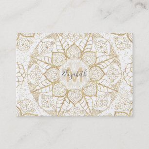 Carte De Visite Style Boho Blanc Or Mandala Floral