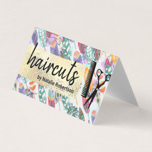 Carte De Visite Style Boho Or brossé Outils Salon