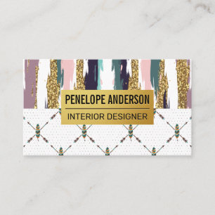 Carte De Visite Style Boho Plumes modernes Motifs Abstraits