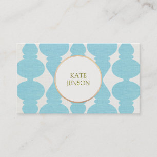 Carte De Visite Style Bold Turquoise FAUX Linen Motif 2