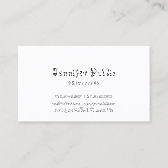 Carte De Visite Style Calligraphie Texte Moderne Conception Minima (Devant)