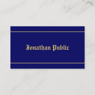 Carte De Visite Style classique Police Texte élégant Marine Bleu O