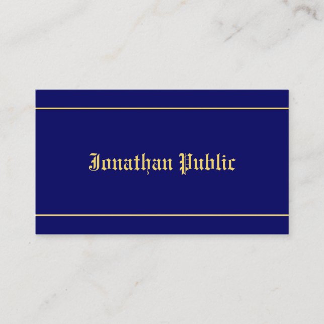Carte De Visite Style classique Police Texte élégant Marine Bleu O (Devant)
