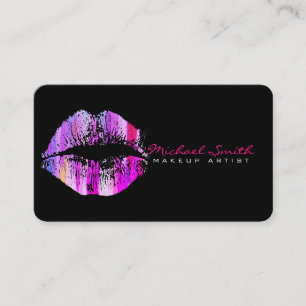Carte De Visite Style Coloré Lips Maquillage Artiste Plain Noir