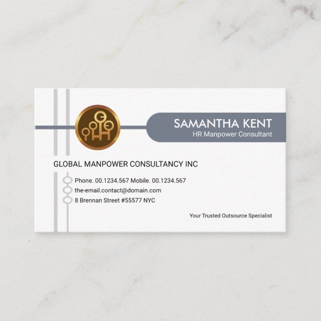 Carte De Visite Stylé Creative Grey Crisscross RH main-d'oeuvre (Devant)