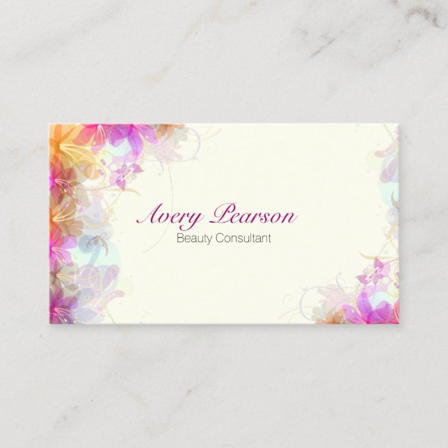 Carte De Visite Style de beauté Consultant Fashion Delicate Floral (Devant)