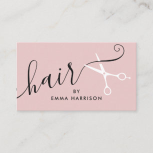 Carte De Visite Style de cheveux rose vif moderne ciseaux blanc lo