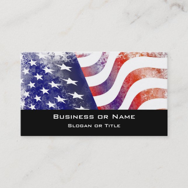 Carte De Visite Style de Grunge Patriotique Faded American Drapeau (Devant)