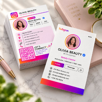 Carte De Visite Style de profil Instagram moderne avec code QR