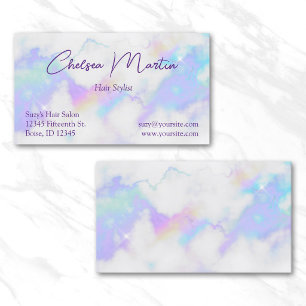 Carte De Visite Style de signature manuscrite Glam Holo Marble