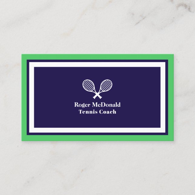 Carte De Visite Style élégant de logo de tennis professionnel (Devant)