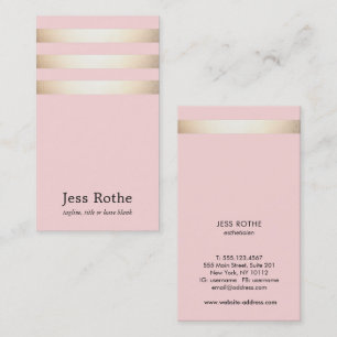 Carte De Visite Style Gold Stripe Blush Rose
