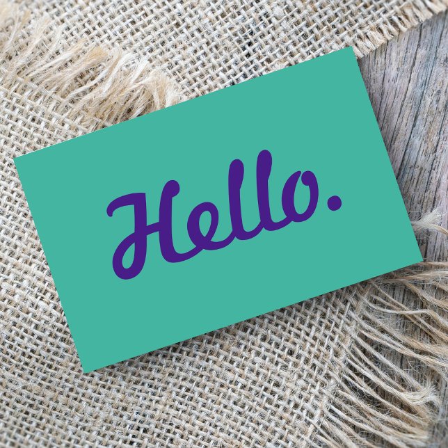 Carte De Visite Style Hello Typographie Script Décontracté violet (Créateur téléchargé)