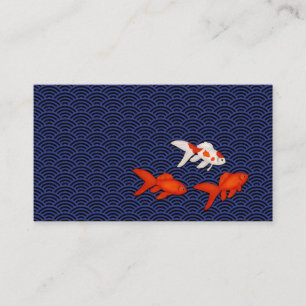 Carte De Visite Style japonais élégant Seigaiha & Goldfish