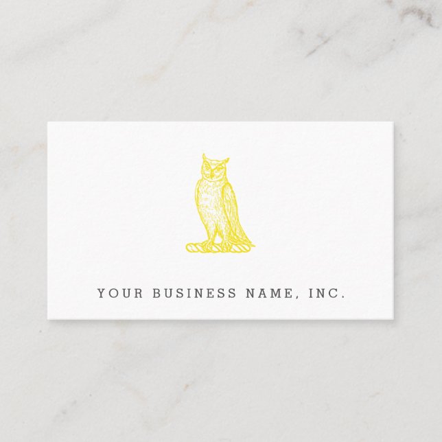Carte De Visite Style Letterpress de la Crête de Chouette d'or (Devant)