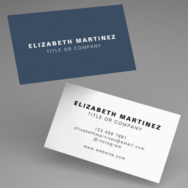 Carte De Visite Style Marine Bleu avant et arrière Personnalisé (Créateur téléchargé)