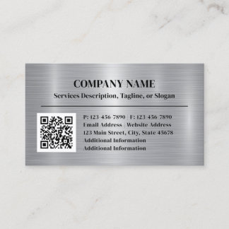 Carte De Visite Style Métal Acier Brossé Aluminium Ajouter QR Code