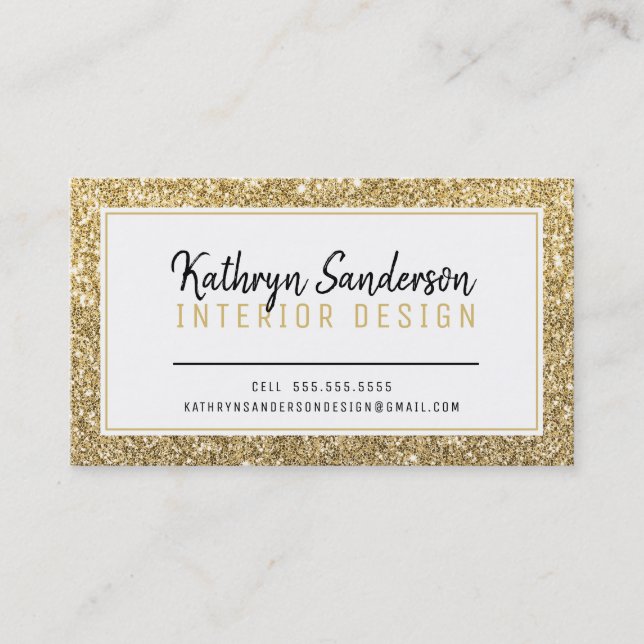 Carte De Visite STYLE MINIMAL simple bordure parties scintillant o (Devant)