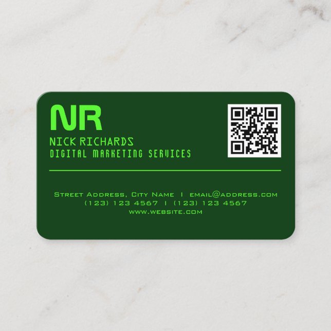 Carte De Visite Style moderne contraste vert professionnel (Devant)