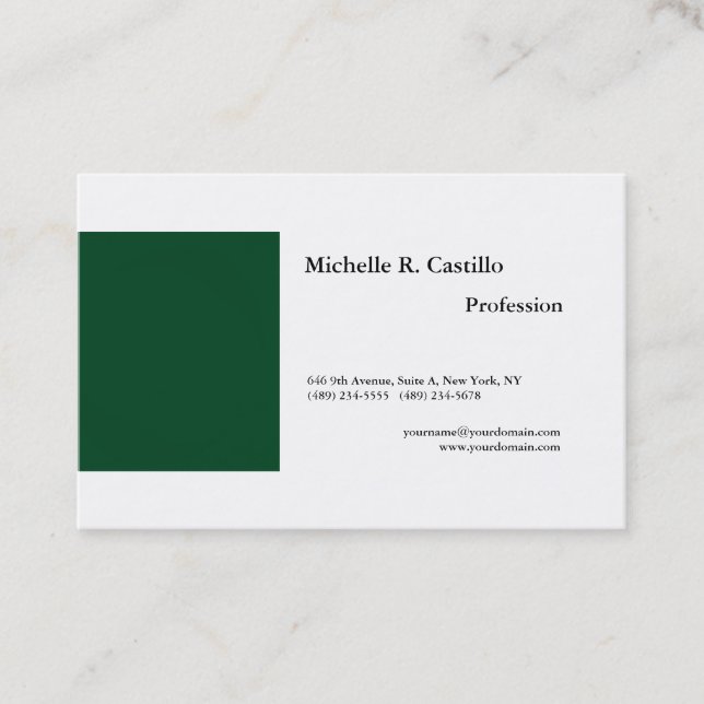 Carte De Visite Style moderne minimaliste minimaliste blanc vert f (Devant)