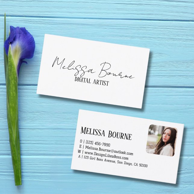 Carte De Visite Style moderne noir blanc, photo professionnelle (Créateur téléchargé)